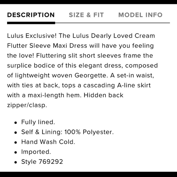 Dearly Loved Cream Flutter Sleeve Maxi Dress - Picture 7 of 8